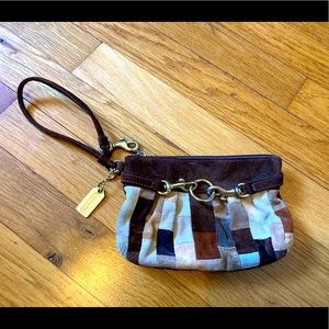 Coach wristlet purse brown patchwork leather